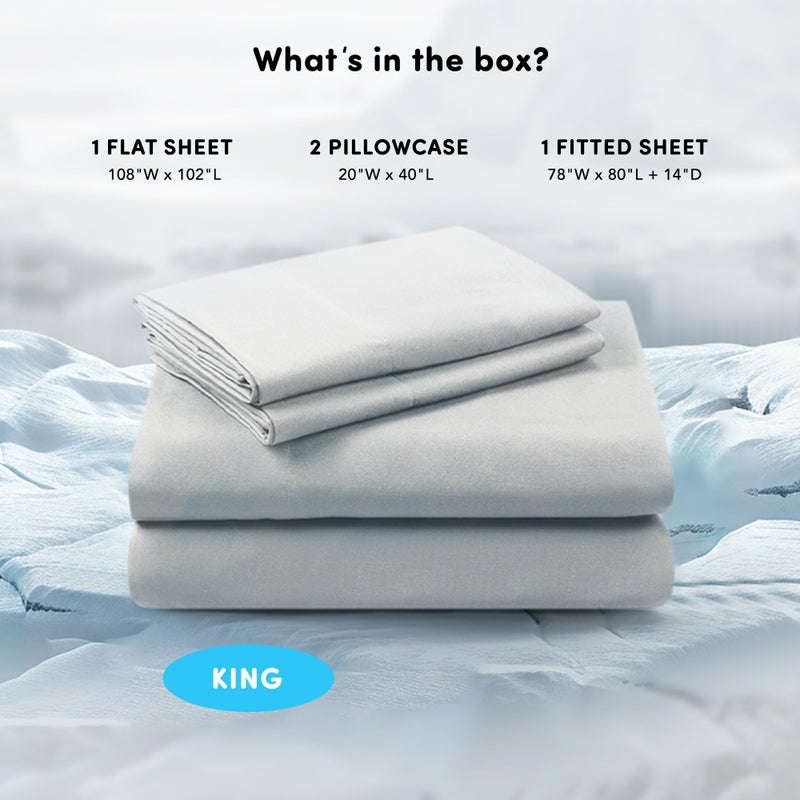 Comfort Spaces King Cooling Sheets, Moisture Wicking Coolmax Sheets, Soft, Colorfast Sheet Set, Cooling Bed Sheets For Hot Sleepers, Elastic Deep Pocket Fits Up to 16" Mattress, King Grey 4 Piece - Image 3